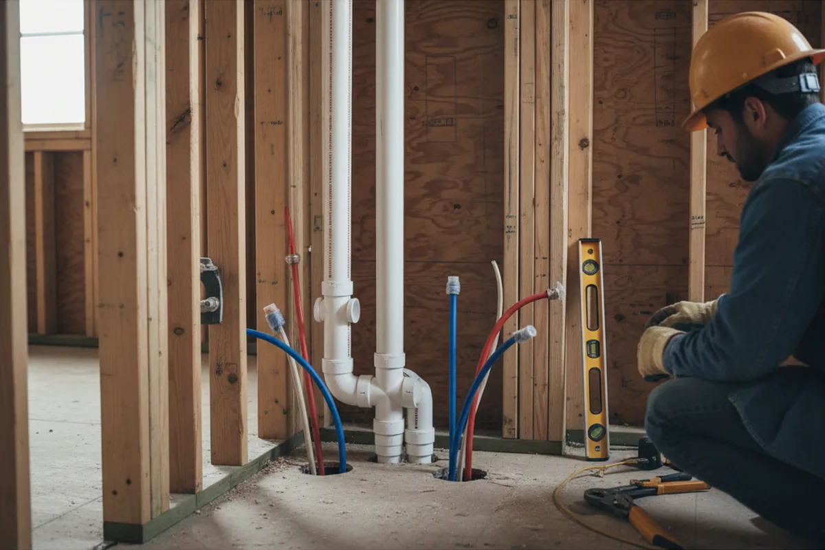 Drain and supply rough-in during Sump Pump Repair in Cohagen